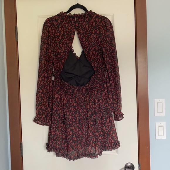 Row A Floral Mini Dress. Size M. Open Back. Originally From Nordstrom. Red/Black - Picture 5 of 9